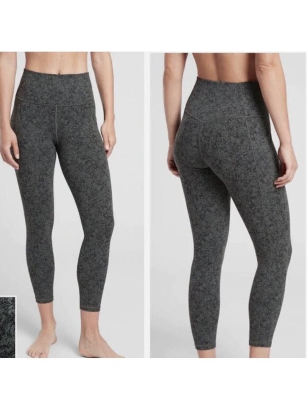 Athleta Salutation Stash Pocket II Textured 7/8 Tight Legging Green Moonflower M